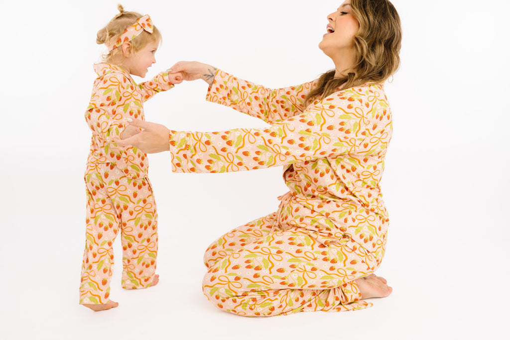 Sweet Strawberry Bamboo Button Up Set