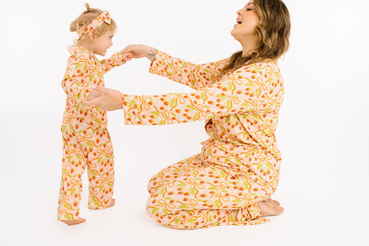Sweet Strawberry Bamboo Button Up Set