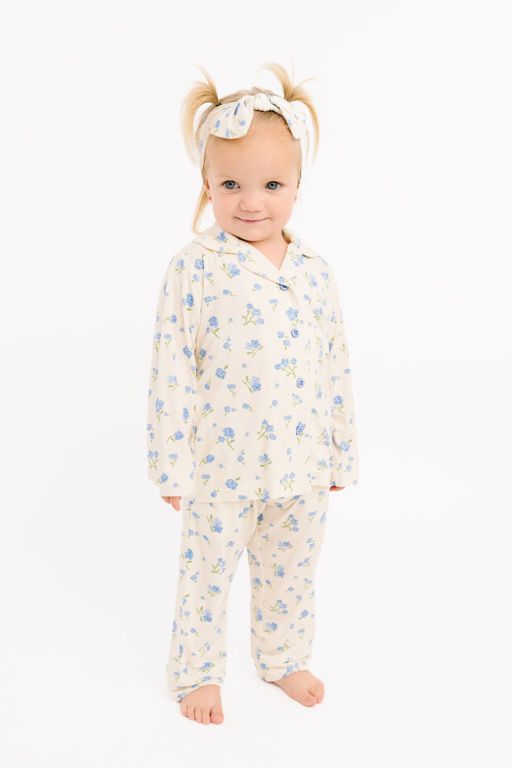 Blue Blooms Bamboo Button Up Set