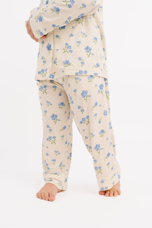 Blue Blooms Bamboo Button Up Set