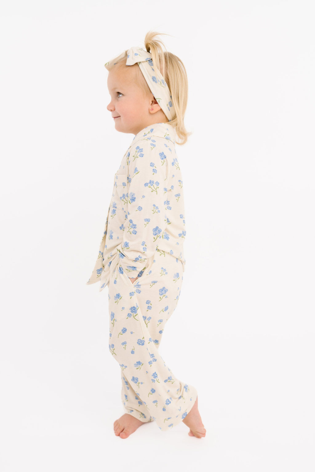 Blue Blooms Bamboo Button Up Set