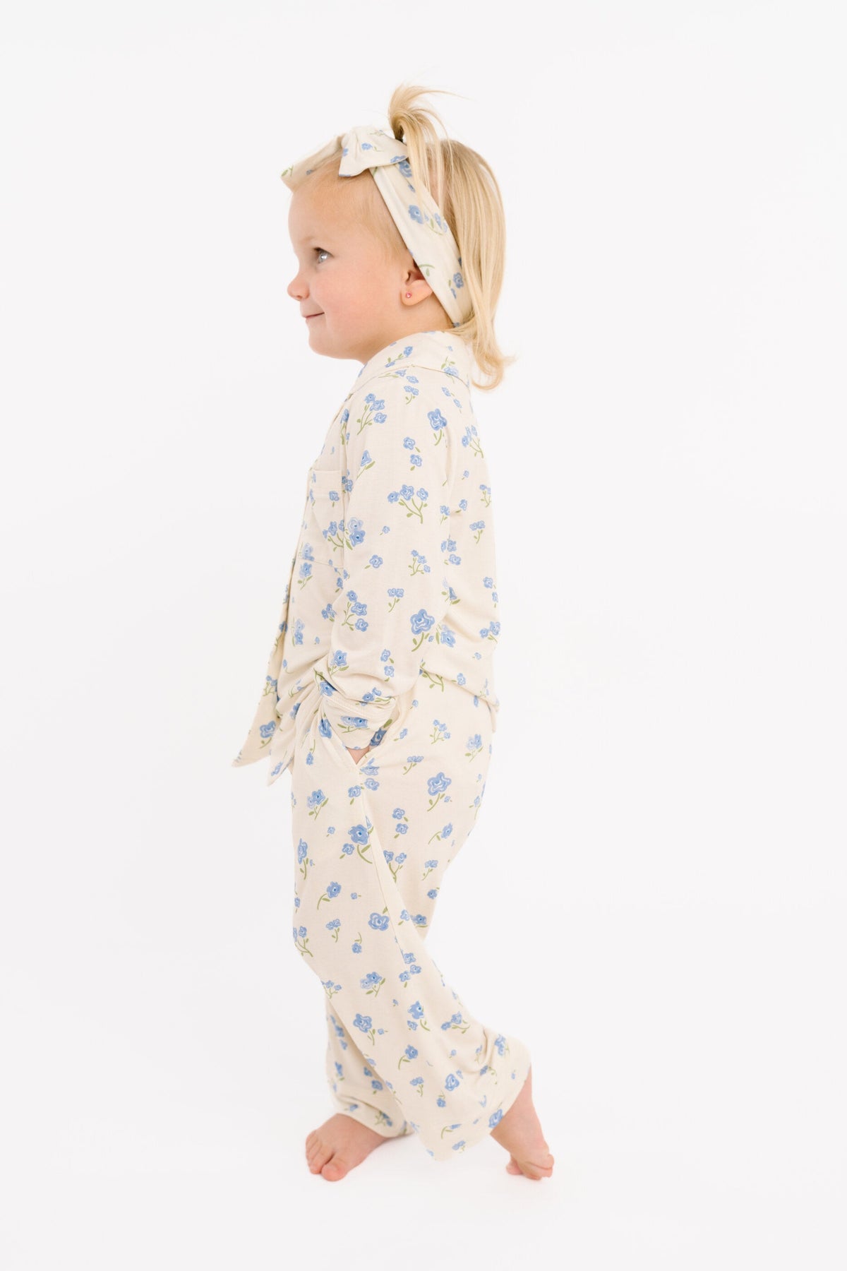 Blue Blooms Bamboo Button Up Set