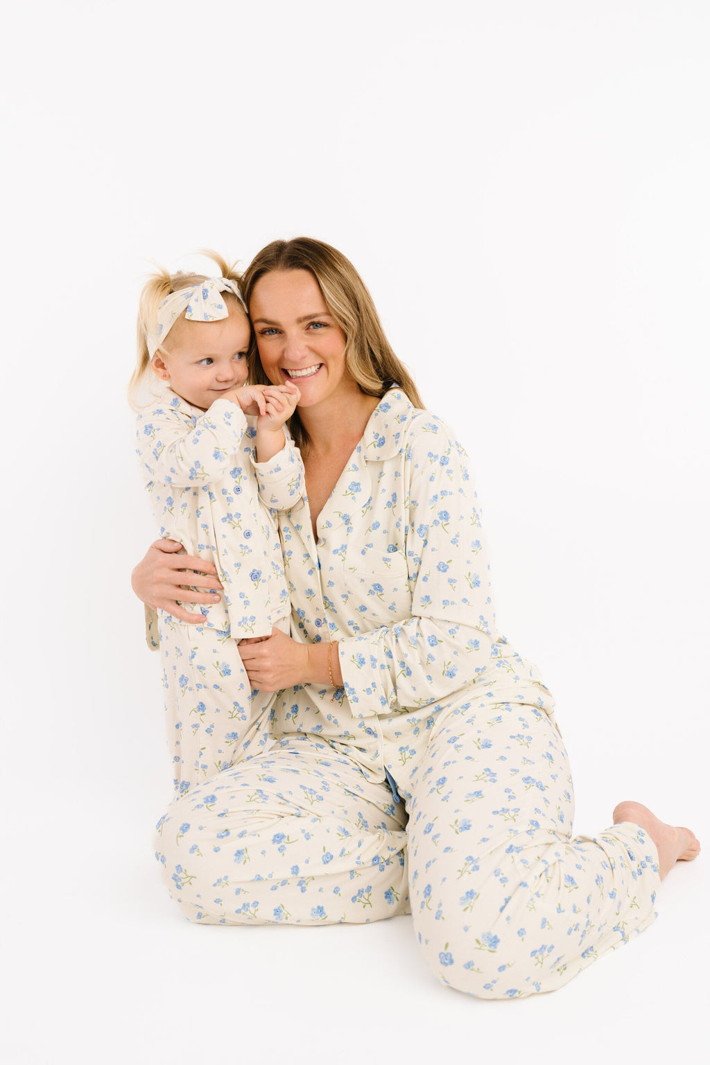 Blue Blooms Bamboo Button Up Set