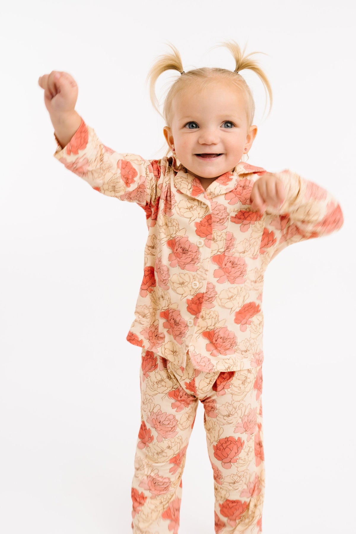 Peony Kid Long Sleeve Bamboo Button Up Set