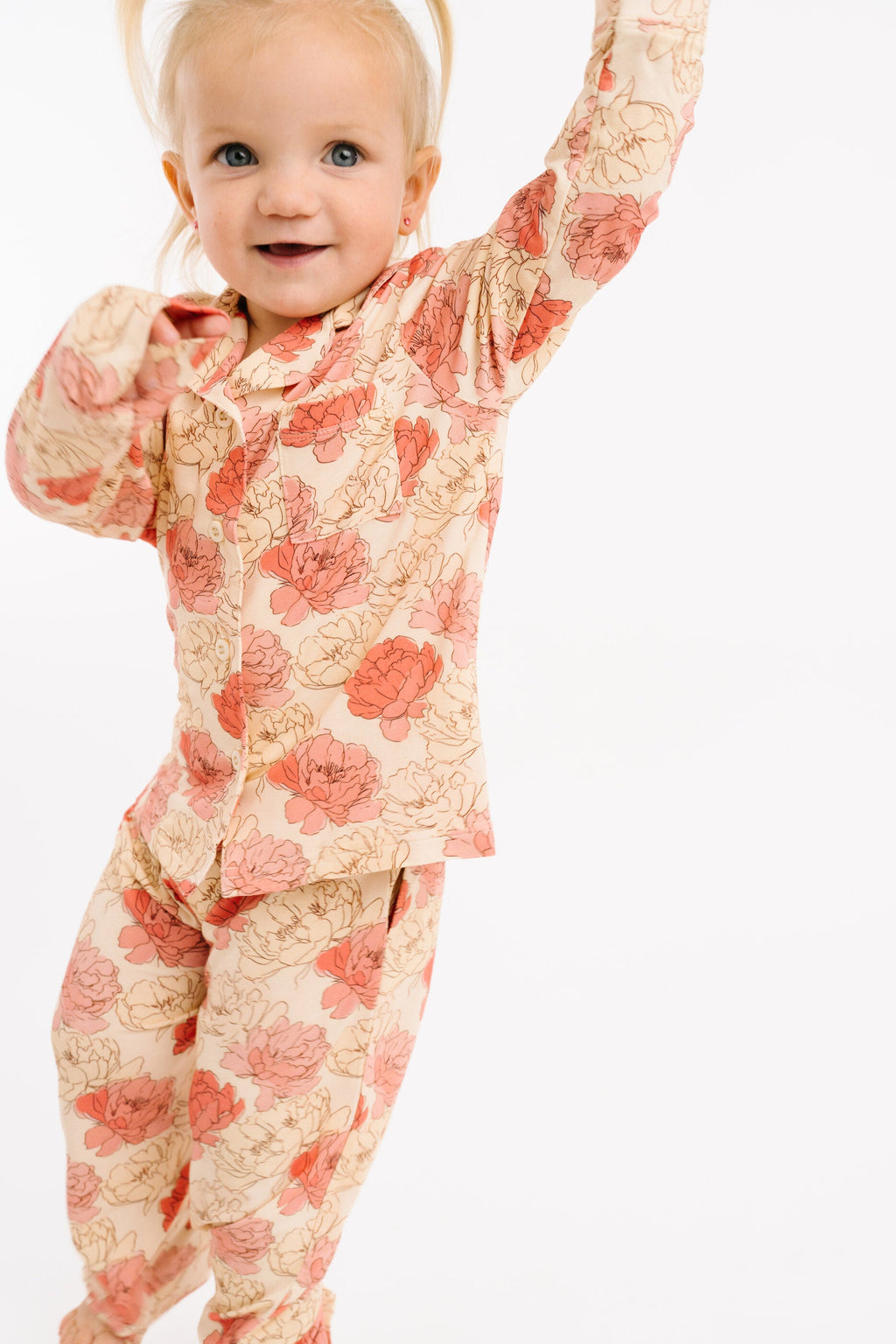 Peony Kid Long Sleeve Bamboo Button Up Set