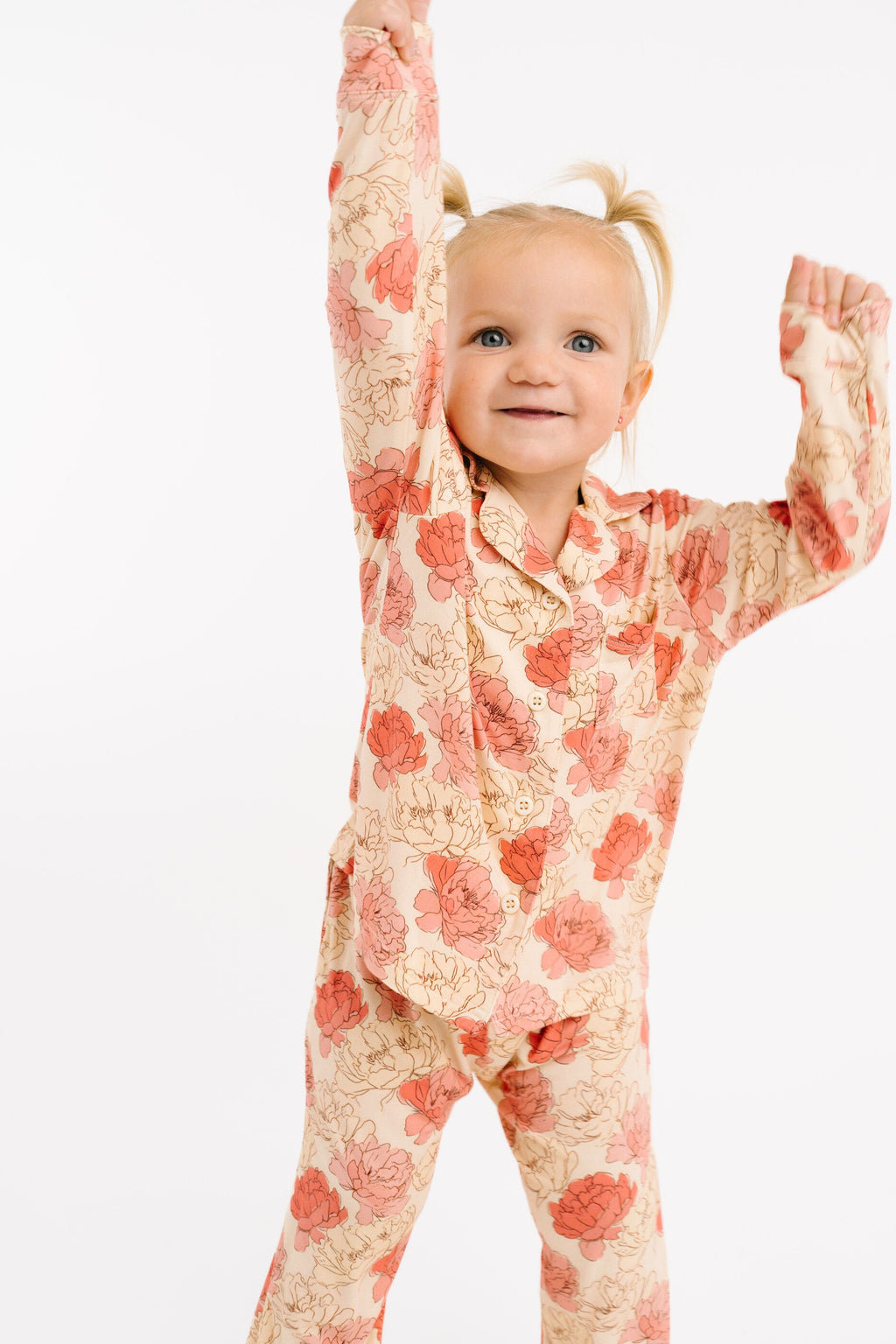 Peony Kid Long Sleeve Bamboo Button Up Set