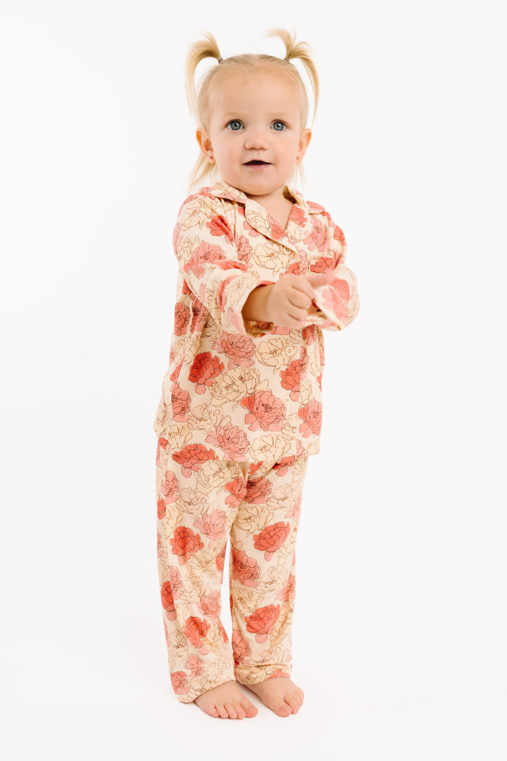 Peony Kid Long Sleeve Bamboo Button Up Set