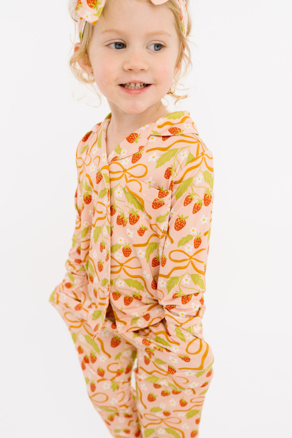 Sweet Strawberry Bamboo Button Up Set