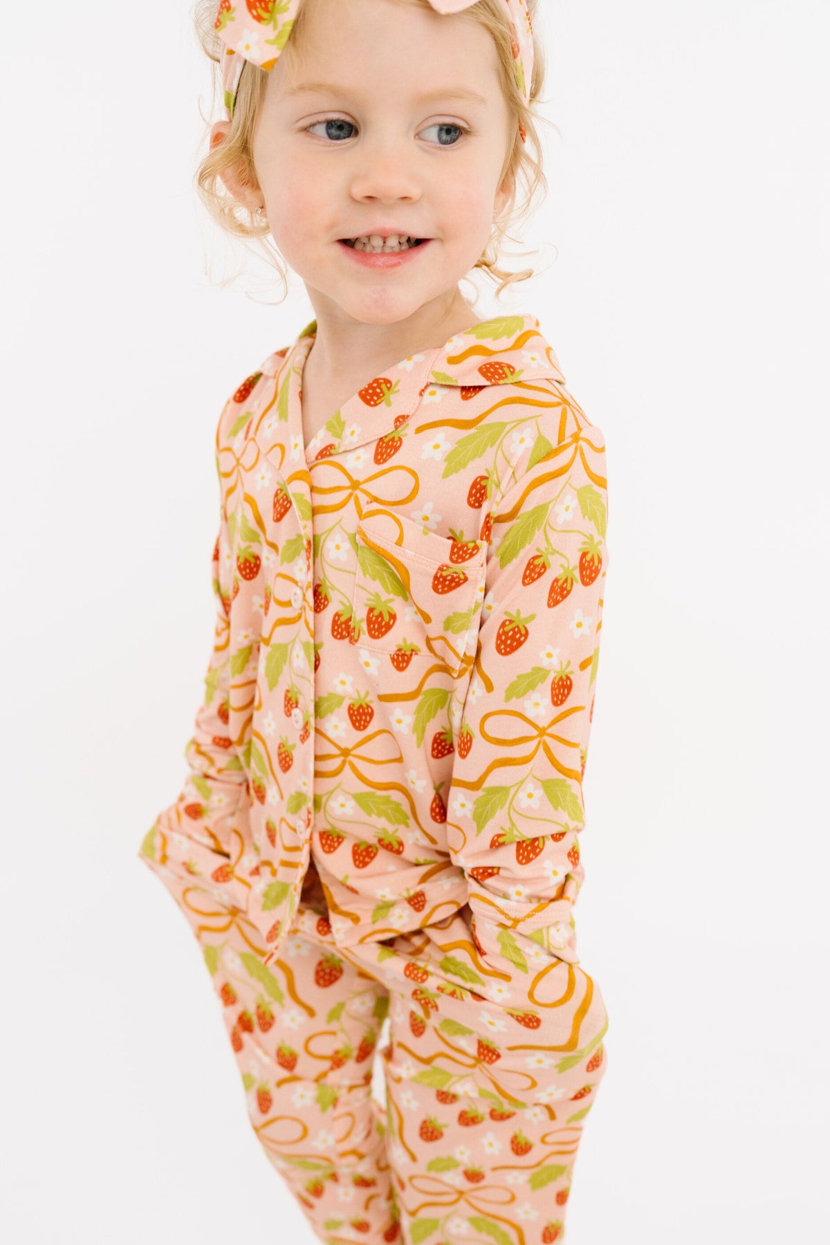Sweet Strawberry Bamboo Button Up Set