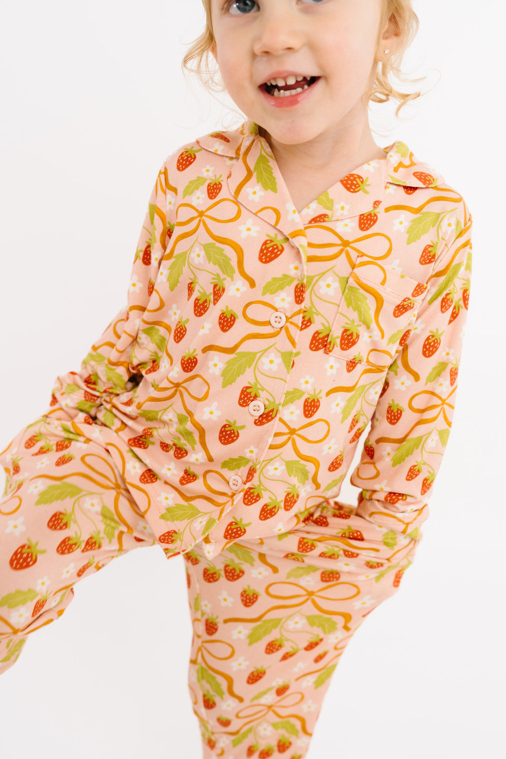 Sweet Strawberry Bamboo Button Up Set